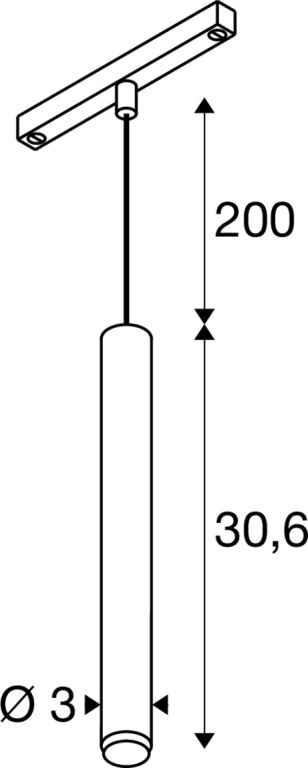 SLV GRIP! S, 48V Pendelleuchte, Pendellänge 200cm, 2700 K, 29°, DALI, weiß / schwarz