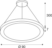 MEDO® RING 90, Pendelleuchte, Pendellänge 300cm, 3000/4000K, 110°, PHASE, schwarz