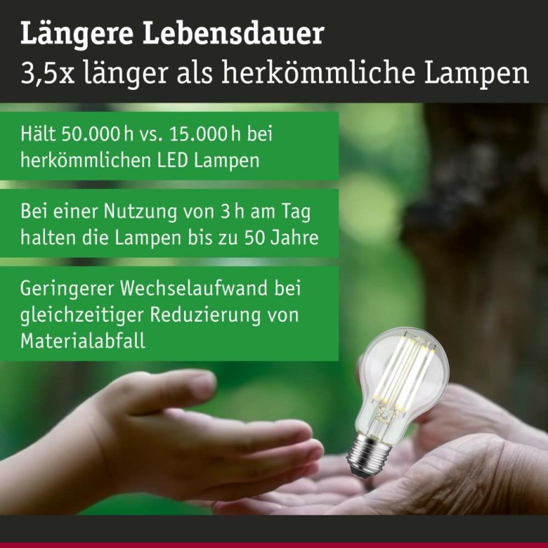 Paulmann Eco-Line Filament 230V LED Birne E27 1er-Set  1055lm 5W 4000K  Klar