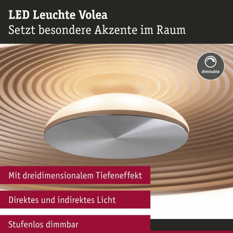 Paulmann LED Deckenleuchte Volea Schwarz/Gold 500lm / 2400lm 4 / 1x18,5W IP44 3000K dimmbar