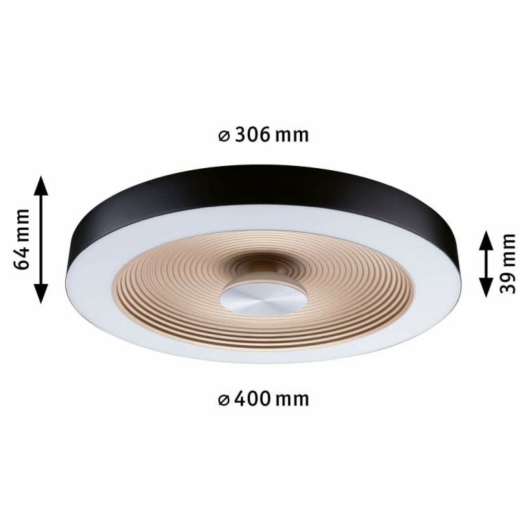 Paulmann LED Deckenleuchte Volea Schwarz/Gold 500lm / 2400lm 4 / 1x18,5W IP44 3000K dimmbar