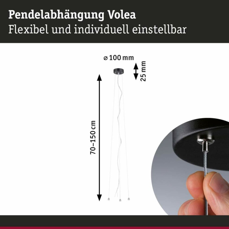 Paulmann Pendelabhängung Volea Schwarz/Silber