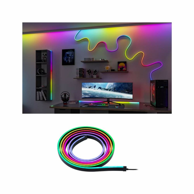 Paulmann EntertainLED LED Schlauch Black Neon RGB+ 3m 5W 84 LEDs/m inkl. Fernbedienung & Halterungen