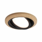 LED Einbauleuchte Lanati aus Holz Eiche/Schwarz matt Einzelspot LED-Coin 6W 470lm 2700K rund schwenkbar FSC®-zertifiziert 230V