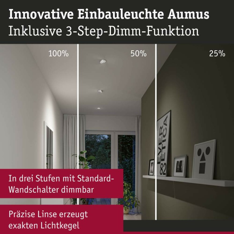 Paulmann LED Einbauleuchte White Select Aumus Weiß 3er-Set 5W 700lm 3-Step-Dim 2700 - 6500K rund schwenkbar White-Select 230V