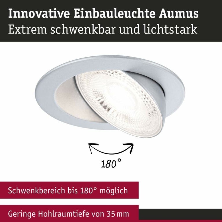 Paulmann LED Einbauleuchte White Select Aumus Chrom matt Einzelspot 5W 700lm 3-Step-Dim 2700 - 6500K rund schwenkbar White-Select 230V