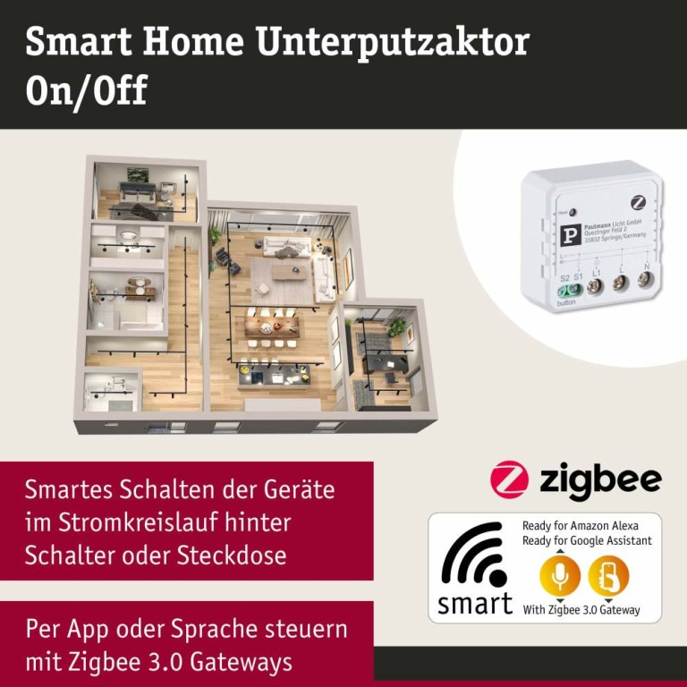 Paulmann Unterputzaktor Smart Home Zigbee 3.0 On/Off Weiß