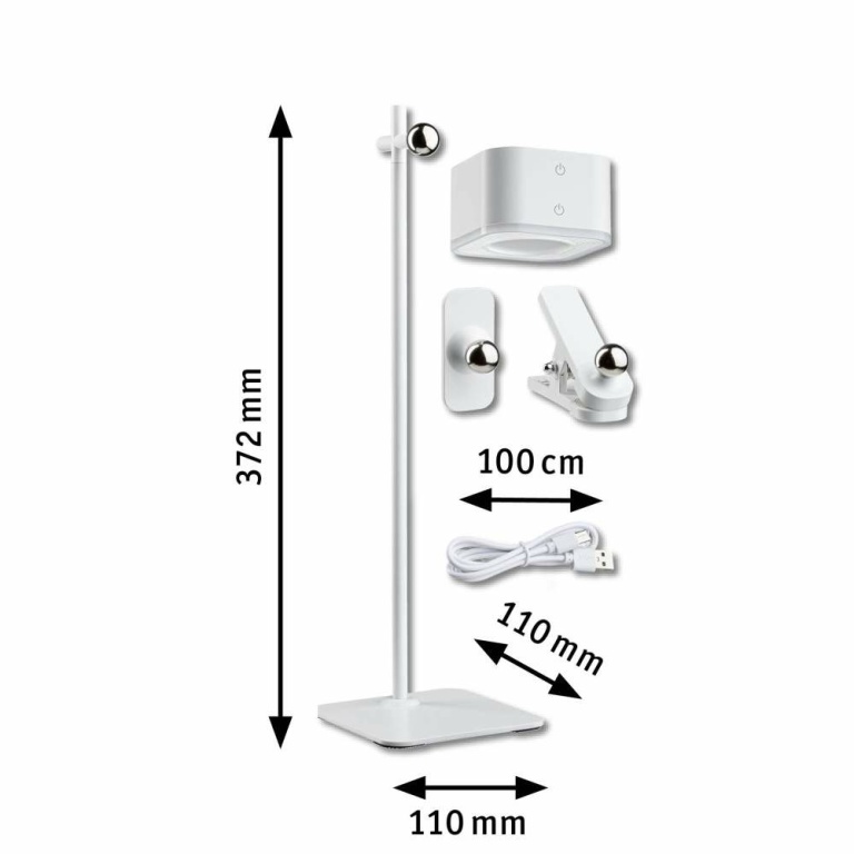 Paulmann Mobile Tischleuchte Varia White Switch 250lm / 60lm 1,6 / 1x0,4W Weiß