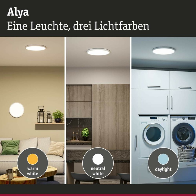 Paulmann LED Panel Alya Weiß rund 400mm 35W 3400lm White-Select 3000K / 4000K / 6500K