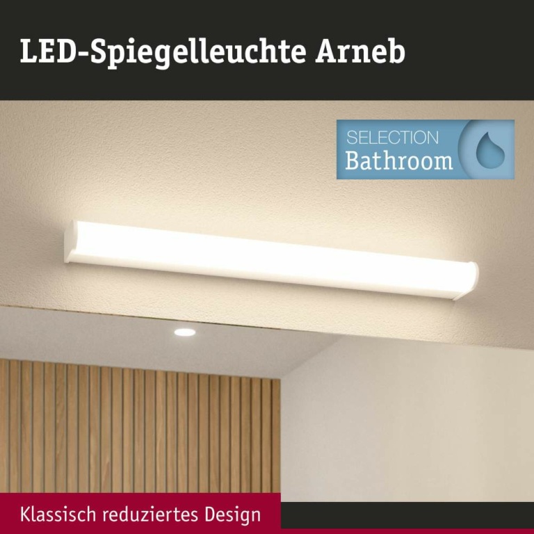 Paulmann Selection Bathroom LED Wandleuchte Arneb  IP44  3000K 1000lm 230V 12,5W  Weiß