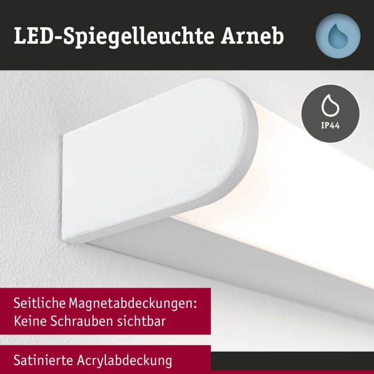 Paulmann Selection Bathroom LED Wandleuchte Arneb  IP44  3000K 1000lm 230V 12,5W  Weiß