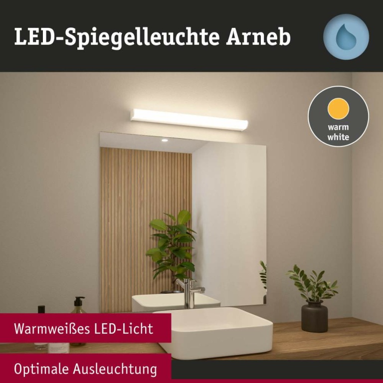 Paulmann Selection Bathroom LED Wandleuchte Arneb  IP44  3000K 1000lm 230V 12,5W  Weiß