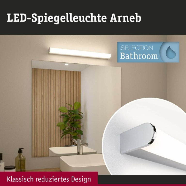 Paulmann Selection Bathroom LED Wandleuchte Arneb  IP44  3000K 1000lm 230V 12,5W  Chrom