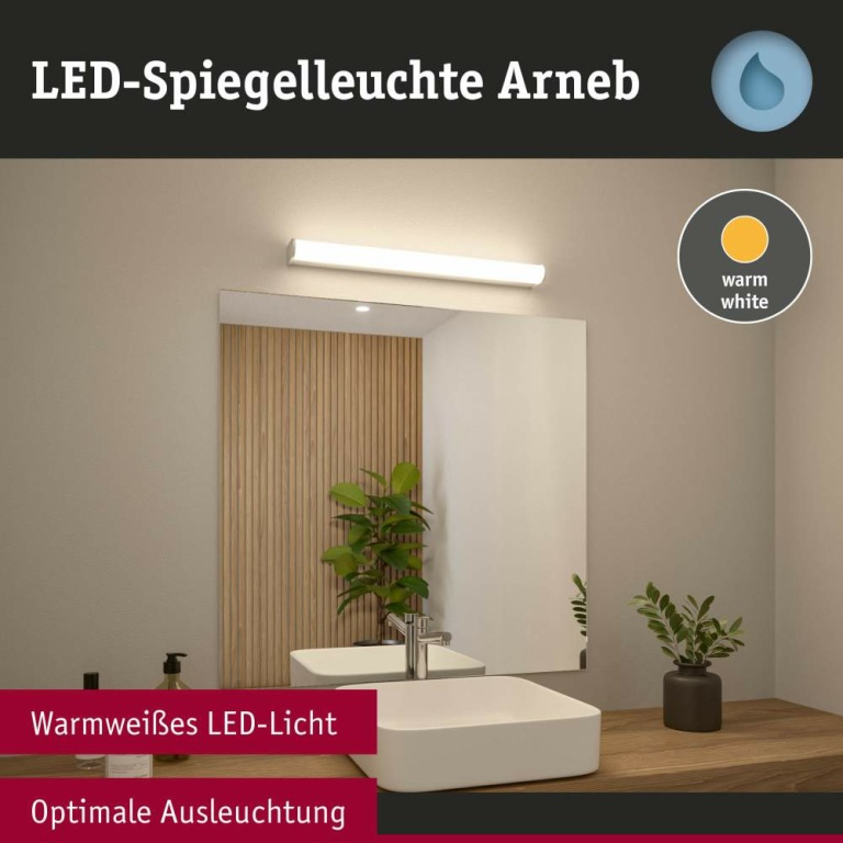 Paulmann Selection Bathroom LED Wandleuchte Arneb  IP44  3000K 1000lm 230V 12,5W  Chrom