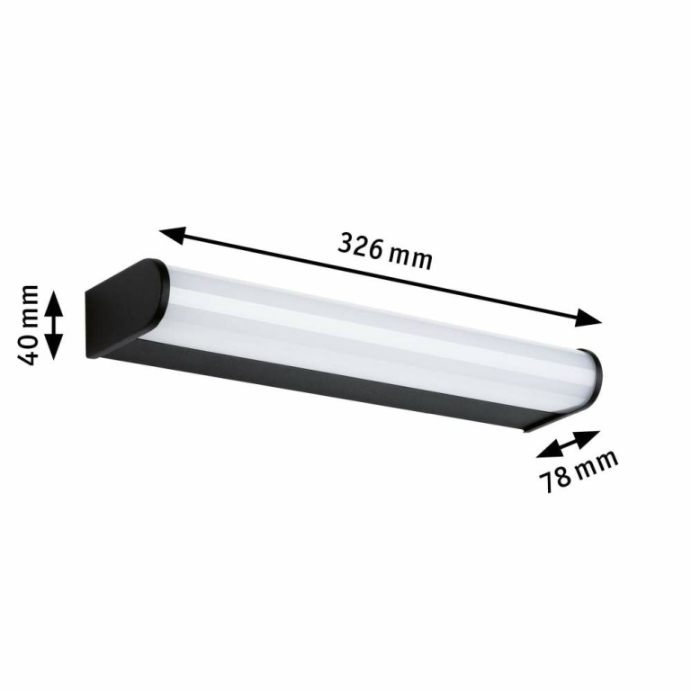 Paulmann Selection Bathroom LED Wandleuchte Arneb  IP44  3000K 700lm 230V 9W  Schwarz