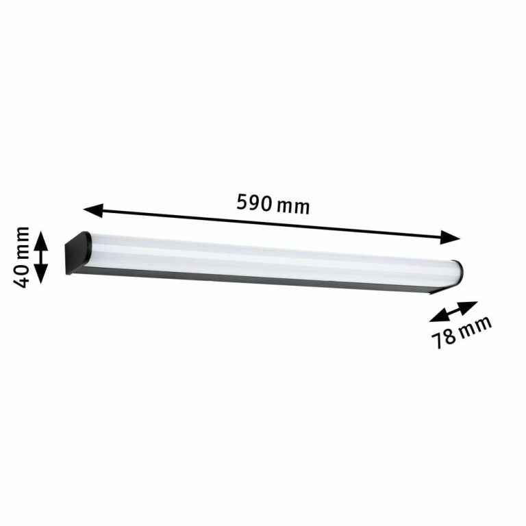 Paulmann Selection Bathroom LED Wandleuchte Arneb  IP44  3000K 1000lm 230V 12,5W  Schwarz