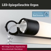 Selection Bathroom LED Spiegelleuchte Orgon Steckdose  IP44  3000K 600lm 230V 7,5W  Schwarz