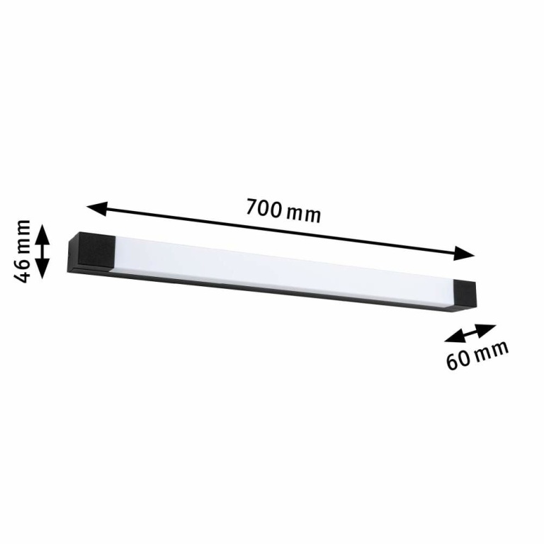 Paulmann Selection Bathroom LED Spiegelleuchte Quasar  IP44  3000K 900lm 230V 11,2W  Schwarz