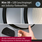 LED Leuchtspiegel Miro IP44 Tunable White 70lm 230V 11,5W Spiegel Schwarz matt