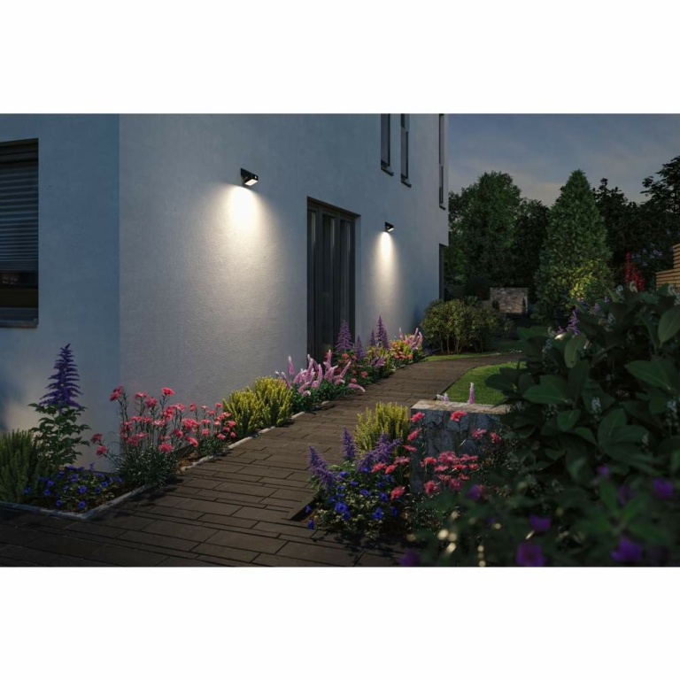 Paulmann Solar LED Wandfluter Lesly Bewegungsmelder IP65 eckig 3000K 5,5W 400lm Anthrazit Kunststoff