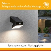 Solar LED Wandfluter Lesly Bewegungsmelder IP65 eckig 3000K 5,5W 400lm Anthrazit Kunststoff