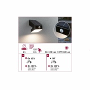 Solar LED Wandfluter Lesly Bewegungsmelder IP65 eckig 3000K 5,5W 400lm Anthrazit Kunststoff