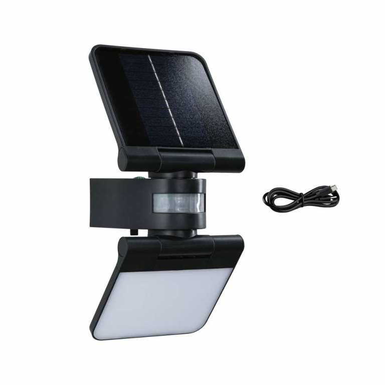 Paulmann Solar LED Wandfluter Lesly Bewegungsmelder IP65 eckig 3000K 12,5W 1000lm Anthrazit Kunststoff