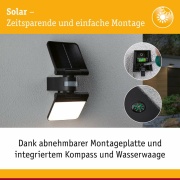 Solar LED Wandfluter Lesly Bewegungsmelder IP65 eckig 3000K 12,5W 1000lm Anthrazit Kunststoff