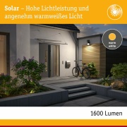 Solar LED Wandfluter Lesly Bewegungsmelder IP65 eckig 3000K 12,5W 1000lm Anthrazit Kunststoff