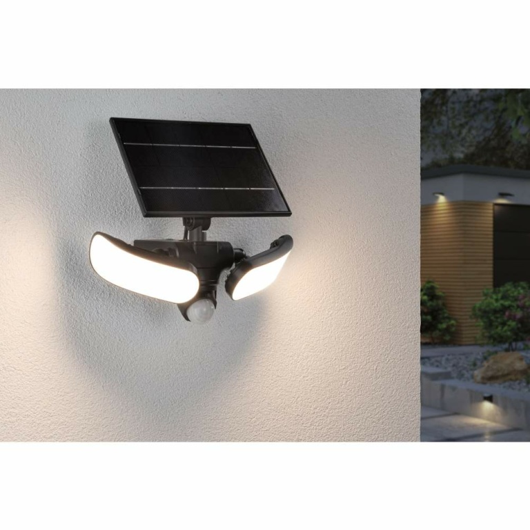 Paulmann Solar LED Wandfluter Sonlig Bewegungsmelder  IP65 eckig 286x137mm 3000K 2x9W 2x1100lm   Anthrazit Kunststoff