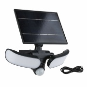 Solar LED Wandfluter Sonlig Bewegungsmelder  IP65 eckig 286x137mm 3000K 2x9W 2x1100lm   Anthrazit Kunststoff