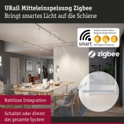 URail Mittel-Einspeisung Zigbee Chrom matt in Optik & Dimension der Urail-Schiene max. 100W