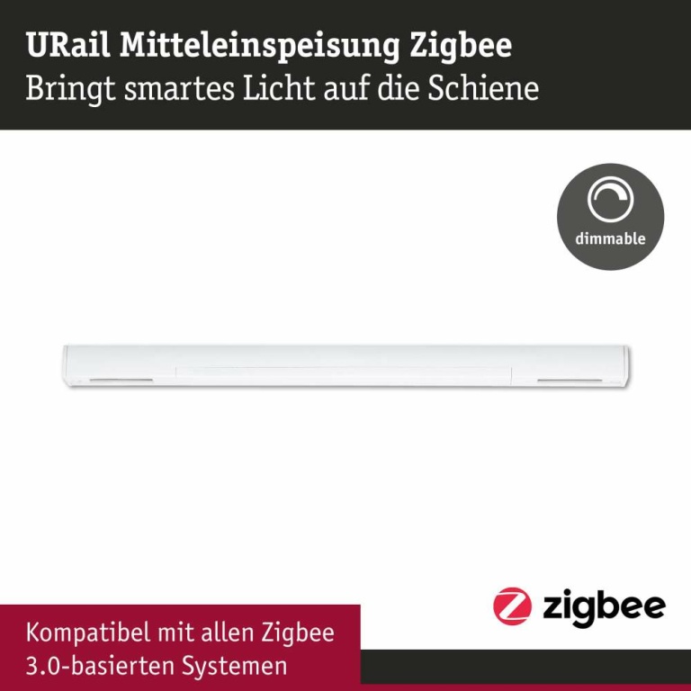 Paulmann URail Mittel-Einspeisung Zigbee Signalweiß in Optik & Dimension der Urail-Schiene max. 100W