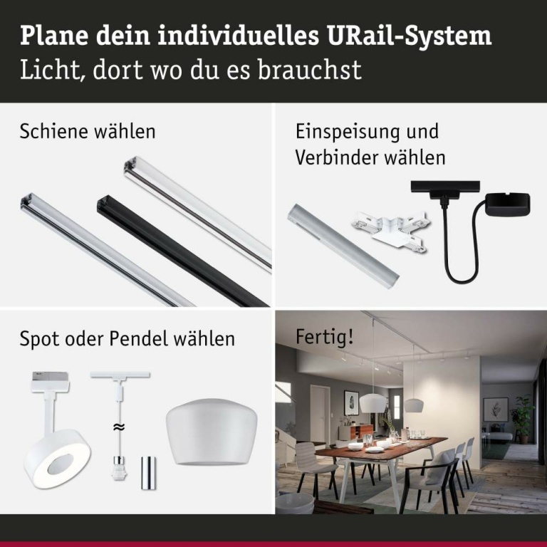 Paulmann URail Mittel-Einspeisung Zigbee Signalweiß in Optik & Dimension der Urail-Schiene max. 100W