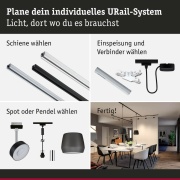 URail Mittel-Einspeisung Zigbee Schwarz matt in Optik & Dimension der Urail-Schiene max. 100W