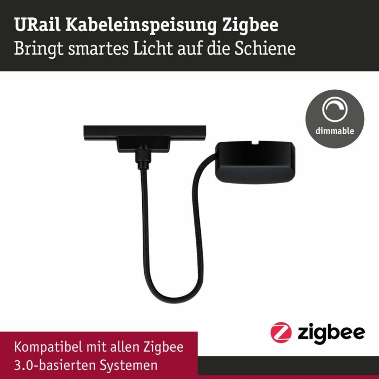 Paulmann URail Kabeleinspeisung Zigbee 1m Schwarz matt max. 100W