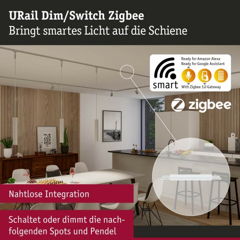 Paulmann URail Zigbee 3.0 Dimm/Switch Adapter/Verbinder Chrom matt max.50W