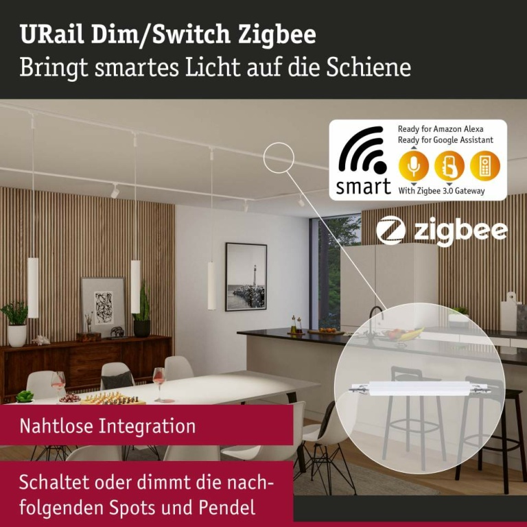 Paulmann URail Zigbee 3.0 Dimm/Switch Adapter/Verbinder Signalweiß max.50W