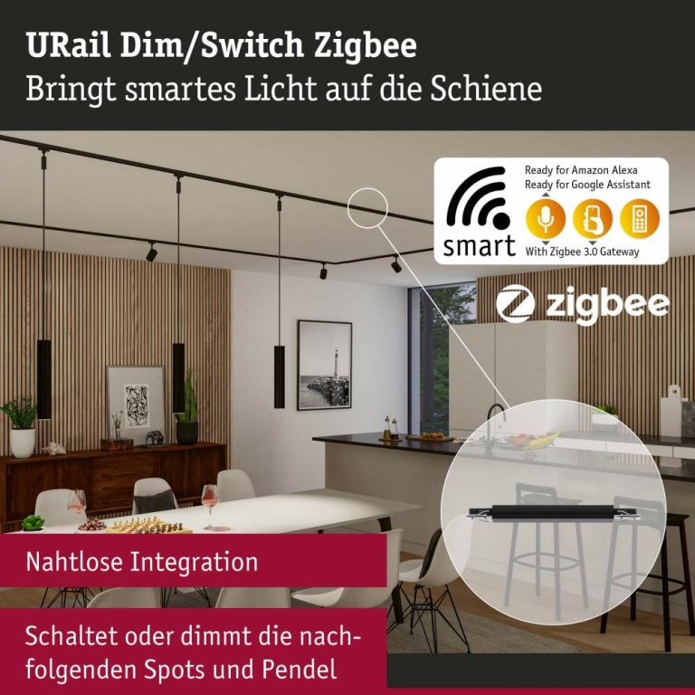 Paulmann URail Zigbee 3.0 Dimm/Switch Adapter/Verbinder Schwarz matt max.50W