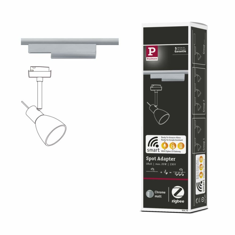 Paulmann URail Single Spot-Adapter ZigBee Chrom matt max. 20W