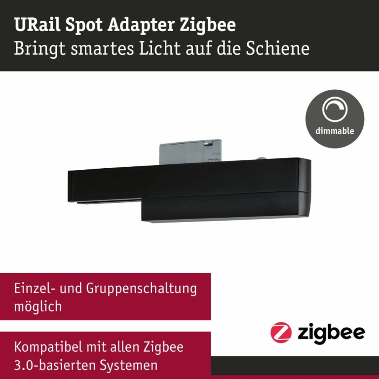 Paulmann URail Single Spot-Adapter ZigBee Schienenadapter Schwarz matt max. 20W