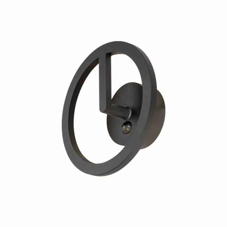 SLV LED Wandleuchte Q-RING schwarz matt mit Sensor 10W 3000K IP54