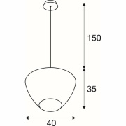 PANTILO CONVEX 40, Pendelleuchte, 150cm, E27, max. 40W, kupfer