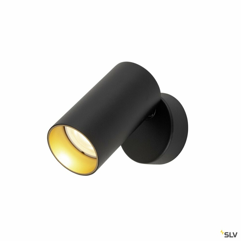 SLV KAMI, Wand- und Deckenaufbauleuchte, 1x max. 10 W, GU10, schwarz/gold