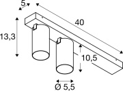 KAMI, Deckenaufbauleuchte, double, long, 2x max. 10 W, GU10, weiß/gold