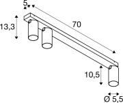 KAMI, Deckenaufbauleuchte, 3x max. 10 W, GU10, weiß