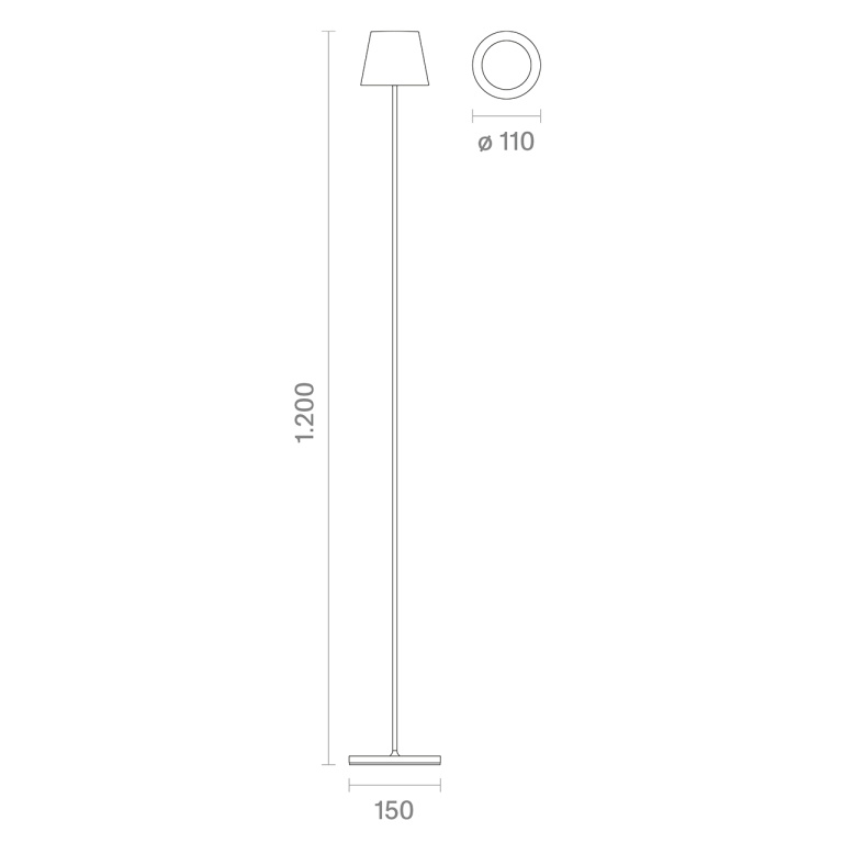 SIGOR Akku-Stehleuchte Nuindie USB-C 1200mm graphitgrau