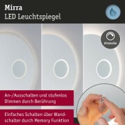 LED Leuchtspiegel Mirra  IP44  4000K 1065lm / 270lm 230V 20W dimmbar Spiegel