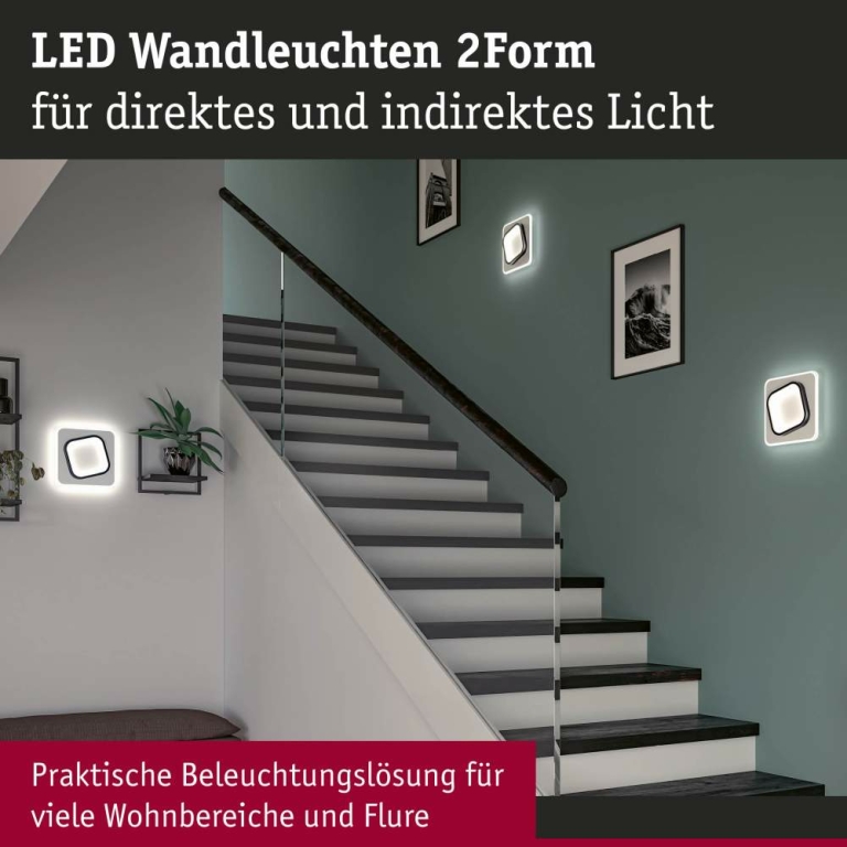 Paulmann LED Wandleuchte 2Form   4000K 1600lm / 1125lm 230V 13 / 9W  Weiß Schwarz