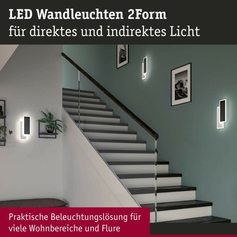 Paulmann LED Wandleuchte 2Form   4000K 1010lm / 1010lm 230V 8 / 8W  Weiß Schwarz